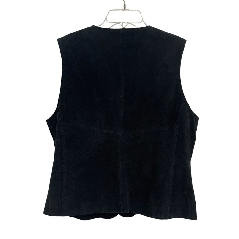 Vintage Outbrook Black Suede Leather Vest Size Large 12/14 Western Style Lined - Picture 4 of 10